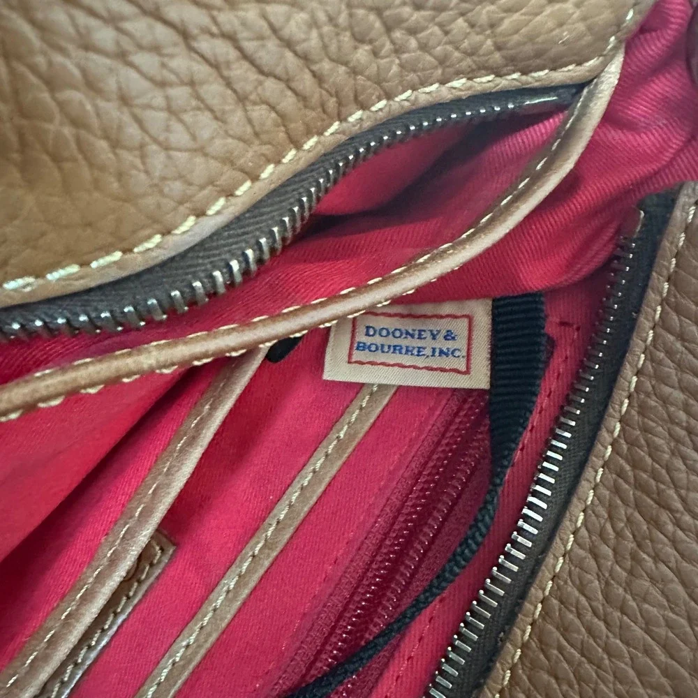 Dooney & Bourke Pebbled Leather Satchel Bag Ginger Tan Tassel Gold Hardware
